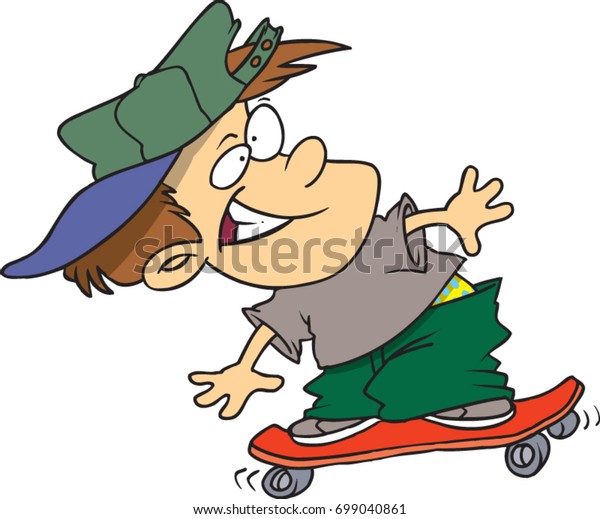 Cartoon Boy Riding Skateboard Stock Vector (Royalty Free) 699040861