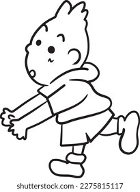 Cartoon boy running doodle kawaii anime coloring page cute illustration clipart character chibi manga comic drawing line art free download