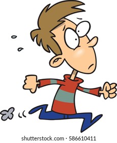 cartoon boy running late