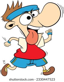 cartoon boy running vector illustration.