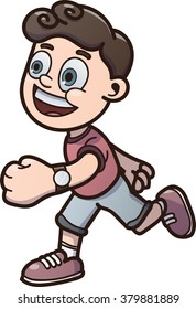 Cartoon boy running, vector illustration