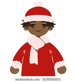 Cartoon boy in Santa Claus costume - Christmas vector illustration
