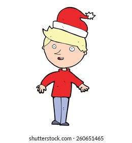 niño de caricatura con sombrero de santa