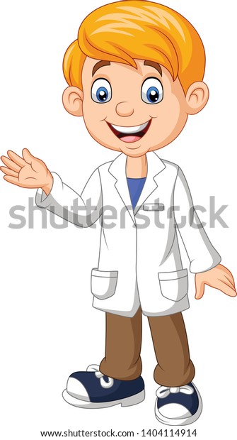 Cartoon Boy Scientist Wearing Lab White Stock Vector Royalty Free 1404114914