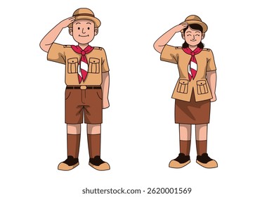 Cartoon Boy Scouts Character Illustration
