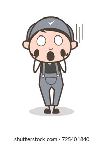 Cartoon Boy Screaming in Fear Vector Illustration
