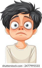 A cartoon boy with a shocked expression