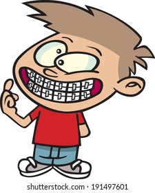 cartoon boy showing off his new braces