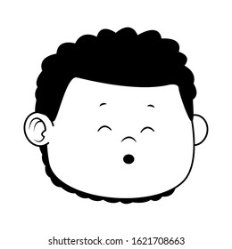 cartoon boy with singing expression over white background, flat design, vector illustration