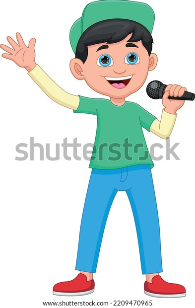 Cartoon Boy Singing On White Background Stock Vector (Royalty Free ...