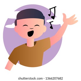 Cartoon boy singing vector illustration on white background