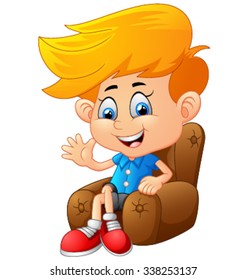 Cartoon boy sitting