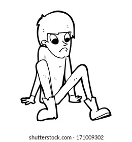 Cartoon-Junge auf dem Boden