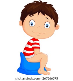 Cartoon Boy Sitting On The Potty