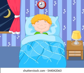 Cartoon Boy Sleeping Stock Illustration 544042057