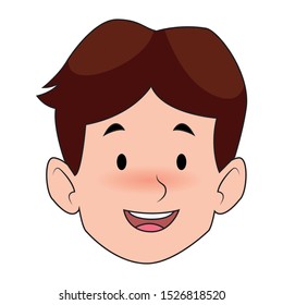 cartoon boy smiling icon over white background, vector illustration