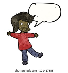 niño de caricatura con burbuja de habla