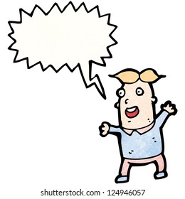 niño de caricatura con burbuja de habla
