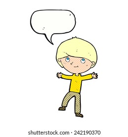 niño de caricatura con burbuja de habla