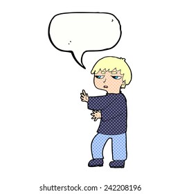 niño de caricatura con burbuja de habla