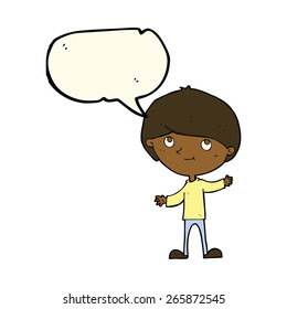 cartoon boy with speech bubble