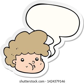 caricaturista con pegatina de burbuja de habla