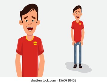 cartoon boy in standing pose vector illustration for your design, motion or animation. character for custom animation. Character design for animation. stylized character set for animation.