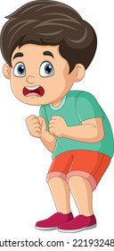 Cartoon boy standing and scared expression