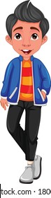 Cartoon boy standing cartoon vector art and illustration
