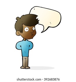 cartoon boy staring with speech bubble