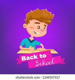 Cartoon boy studying topic Back to School