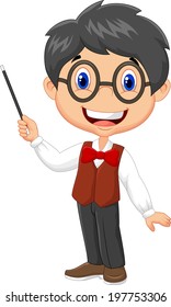 Cartoon boy teaching