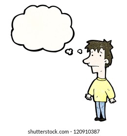 niño de caricatura con burbuja de pensamiento