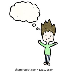 Cartoon-Junge mit Denkblase