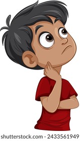 Cartoon boy with a thoughtful expression