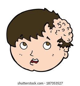 cartoon boy with ugly growth on head