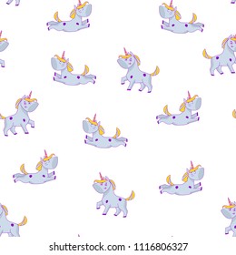 Cartoon boy unicorn seamless. Pattern on white background