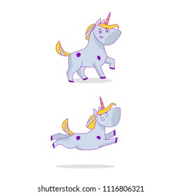 Cartoon boy unicorn set on the white background