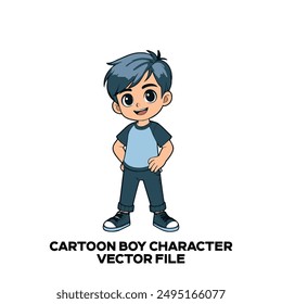 Cartoon Boy Vector Diseño de Personajes. 2d Ilustración vectorial de un lindo y hermoso personaje de dibujos animados. Archivo EPS editable.