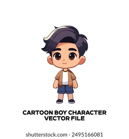 Cartoon Boy Vector Diseño de Personajes. 2d Ilustración vectorial de un lindo y hermoso personaje de dibujos animados. Archivo EPS editable.