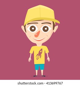 Cartoon boy. Vector illustration. Isolated background. Happiness kid