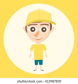 Cartoon boy. Vector illustration. Isolated background. Happiness kid