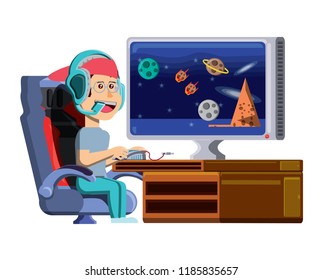 cartoon boy and videogames design