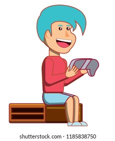 cartoon boy and videogames design