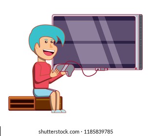 cartoon boy and videogames design