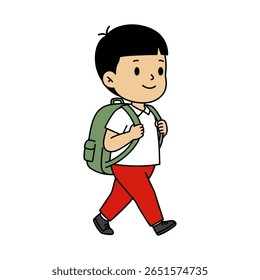 Cartoon Boy Walking to School Vector - Powered by Shutterstock - Get 15% off with code: PIKWIZARD15