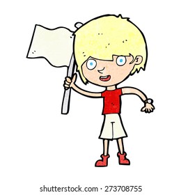 cartoon boy waving flag