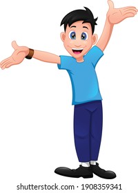 cartoon boy waving on a white background