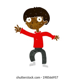 cartoon boy waving warning
