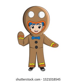 cartoon boy wearing a Christmas costume